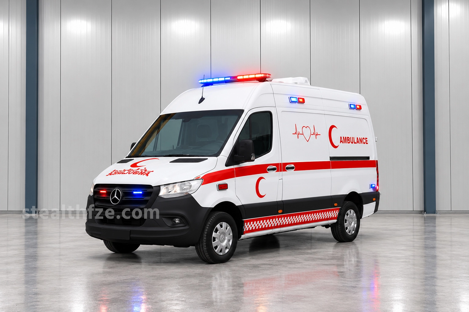 Mercedes-Benz Sprinter advanced life support ambulance in red crescent livery